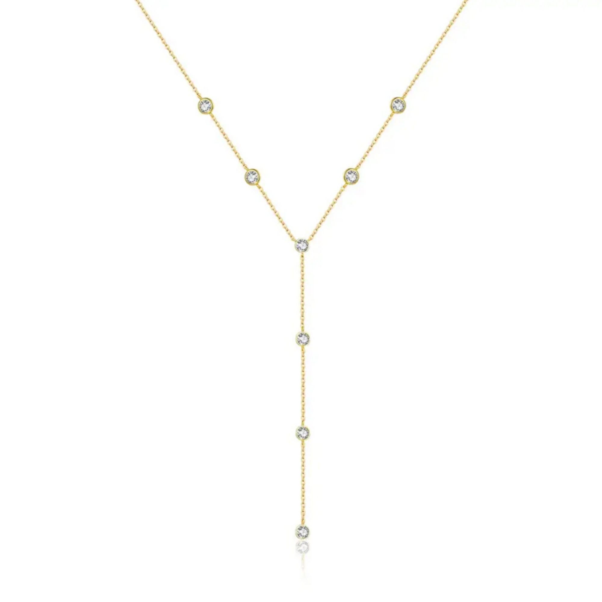 Cz Bezel Station Lariat Necklace