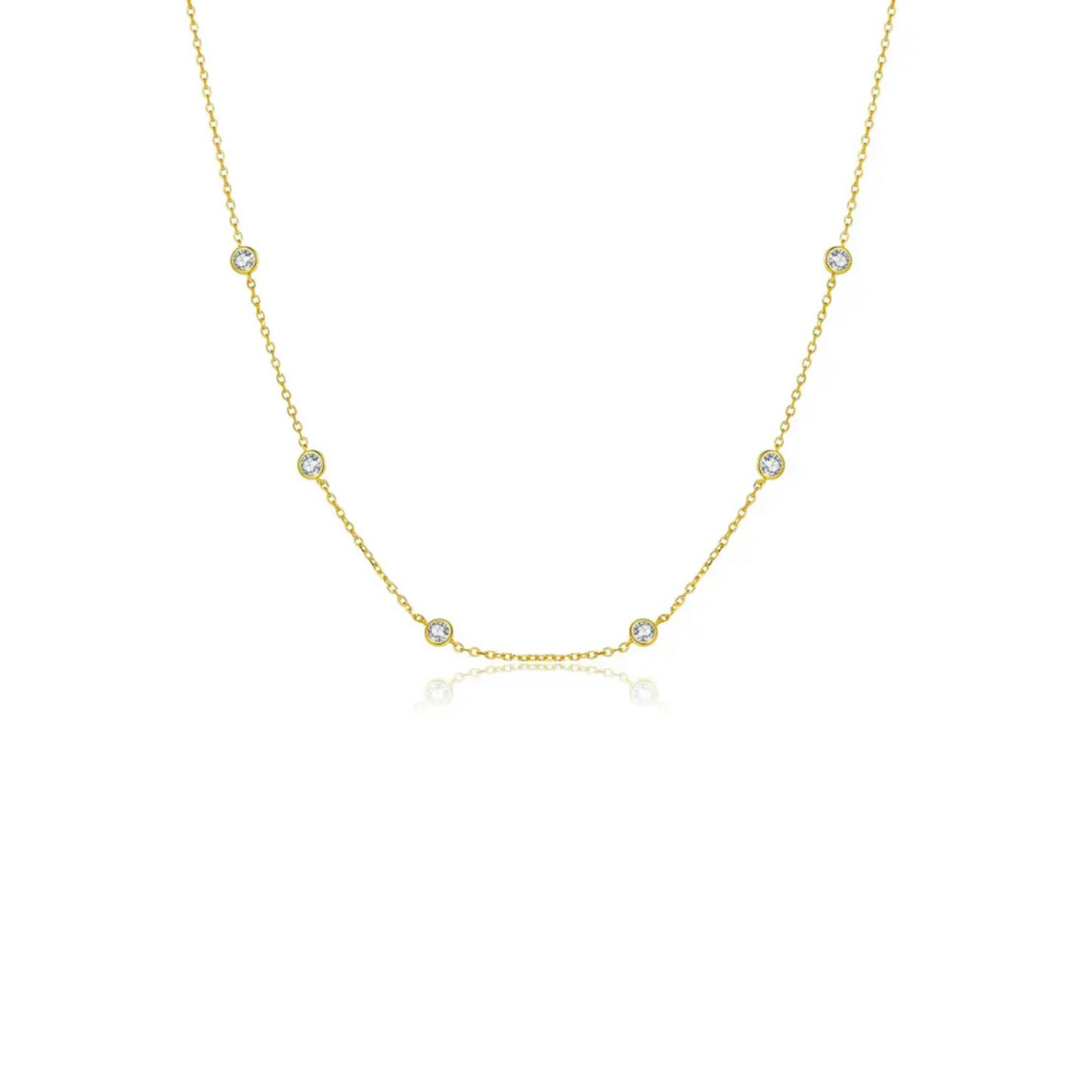 Cz Bezel Station Necklace