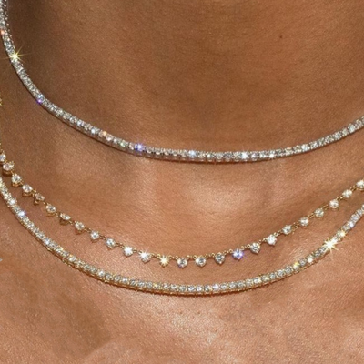 Round Shaped CZ tennis Chain Necklace