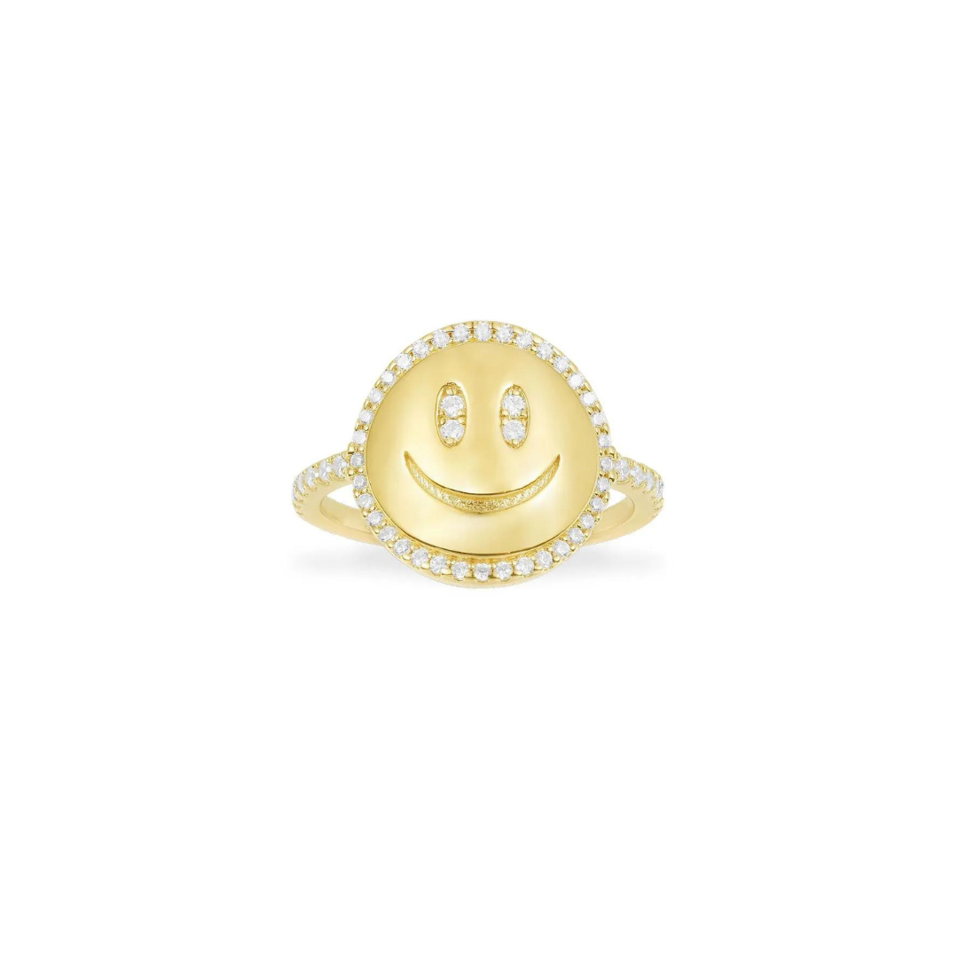 Happy Face CZ Ring